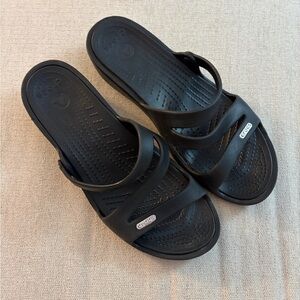 CROCS Patricia Z Strap Black Strappy Slide Sandals W8